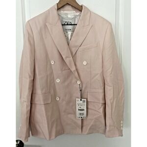 Zara Pink Double Breasted Blazer Women Size Small
